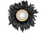Casa Padrino Designer Specchio Multicolore / Oro Ø 75 Cm - Specchio Da Parete Rotondo Con Piume - Specchio Da Soggiorno - Specchio Per Armadio - Mobili Di Design