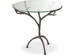 Casa Padrino Tavolino Color Bronzo Ø 79,5 X H. 75 Cm - Tavolino Rotondo A Treppiede In Ottone Con Piano In Vetro - Mobili Soggiorno - Mobili