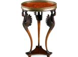 Casa Padrino Tavolino Liberty Cigni Marrone / Nero / Ottone Ø 51 X H. 76 Cm - Tavolo Rotondo In Legno Massello - Mobili Soggiorno - Mobili Barocco & Liberty