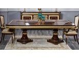 Casa Padrino Tavolo Da Pranzo Barocco Marrone Scuro/Oro - Tavolo Da Pranzo In Legno Massiccio Fatto A Mano - Mobili Da Sala Da Pranzo In Stile Barocco - Mobili Barocchi - Arredi Barocchi