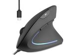 Perixx PERIMICE-513 C Mouse Ergonomico Verticale, USB-C, Nero, Per Destrorsi