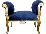 Casa Padrino Sgabello Barocco Sgabello Blu Reale / Oro - Seduta Su Panca