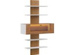 Casa Padrino Mensola A Muro Marrone/Bianco 110,6 X 40,4 X H. 193,4 Cm - Mensola A Muro Moderna In Legno Massiccio - Mobili Da Soggiorno Moderni
