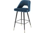 Casa Padrino Sgabello Da Bar Blu/Nero 50 X 50 X H. 100 Cm - Sgabello Da Bar Con Schienale