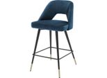 Casa Padrino Sgabello Blu / Nero 50 X 50 X H. 90 Cm - Sgabello Con Schienale