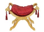 Casa Padrino Sgabello Barocco - Sgabello A Croce Motivo Bordeaux / Oro - Mobili Antichi