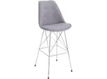 Casa Padrino Sgabello Di Design Retro Grigio 49 X 50 X H. 119 Cm - Sgabello Da Bar Con Schienale