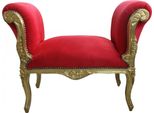 Casa Padrino Sgabello Barocco Sgabello Rosso / Oro - Panchina