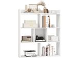 Libreria Costway Con 7 Cubi E Pannello Posteriore Aperto, Libreria Orizzontale In Legno, Scaffale Indipendente Con Protezione Antiribaltamento, Scaffale Bianco