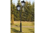Casa Padrino Lanterna Da Giardino Doppia In Stile Liberty Di Colore Nero H. 353,5 Cm - Illuminazione Per Esterni