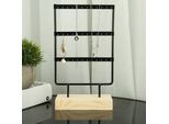 36 Fori Metallo Gioielli Rack Display Stand Orecchini Collana Organizzatore Con Base In Legnonero