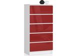 Akord Credenza 5 Cassetti Bianco/Rosso Lucida 60X40X121 Cm
