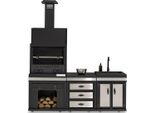 Cucina Da Esterno In Acciaio Inox Nero, Moderna Ed Elegante