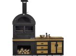 Elegante Cucina Da Esterno In Acciaio Inossidabile E Legno In Nero