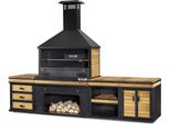 Elegante Cucina Da Esterno Nera In Legno E Acciaio Inox