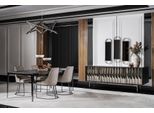 Set Sala Da Pranzo Tavolo Nero 4X Sedie Credenza Mobili Moderni Di Alta Qualità