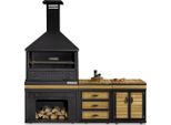 Elegante Cucina Da Esterno Nera In Legno E Acciaio Inox