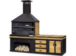 Elegante Cucina Da Esterno In Legno E Acciaio Inox In Nero