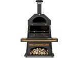 Elegante Camino Nero Per Barbecue In Legno E Acciaio Inossidabile