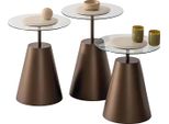 Set Di Tavolini - 3 Tavolini Dall'elegante Design Color Oro Set Di Tavolini