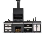 Elegante Cucina Da Esterno In Acciaio Inox Nero Per Giardino E Terrazza