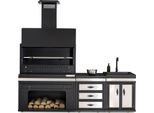 Elegante Cucina Da Esterno In Acciaio Inox Nero Per Giardino E Balcone