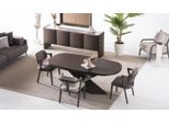 Set Sala Da Pranzo Tavolo Ovale 4X Sedie Marrone Mobili Moderni Di Alta Qualità