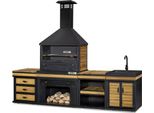 Cucina Da Esterno In Legno Nero Acciaio Inox Moderna E Robusta