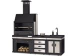 Elegante Cucina Da Esterno In Acciaio Inox Nero Per Giardino E Terrazza