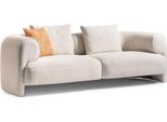 Divano Moderno In Tessuto Beige A 3 Posti Con Struttura In Legno