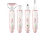 Inf Rasoio Elettrico Donna 4-In-1: Ricaricabile Per Depilazione, Sopracciglia E Naso Rosa