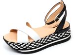 D0278 Sandalo Donna Hogan Fasce Incrociate Nero/Bianco Sandal Shoe Woman