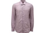 1085AG Camicia Uomo Mazzarelli Slim White/Burgundy Print Cotone Shirt Man