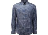 0993AG Camicia Uomo Luxury 1939 Slim Fit Blue Denim Cotone Shirt Man