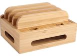 Home Office Tavolo Bamboo Mobile Phone Storage Rack Stand Charging Rack Storage Organizer