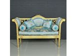 Casa Padrino Panca Barocca Motivo Turchese Chiaro / Oro 90 X 50 X H. 70 Cm - Panca In Stile Antico