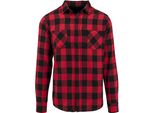 Build Your Brand BY031 | Camicia Di Flanella A Quadri - Camicia Da Boscaiolo - Colore: Nero/Rosso - Taglia: S