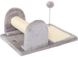 Tiragraffi Lionto Per Gatti E Gattini, Compatto, Stabile E Versatile Con Palla Da Gioco, Asta In Sisal E Superficie Da Graffiare, Grigio Chiaro