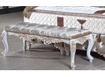 Casa Padrino Panca Barocca Argento / Bianco / Oro - Panca Imbottita In Legno Massiccio Con Tessuto Di Velluto Pregiato - Mobili Barocchi Fatti A Mano - Nobile E Magnifico