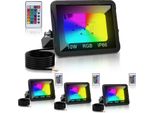 Clanmacy 10W Rgb Proiettore Con Telecomando Faretto Led Rgb Faretto Led Rgb Per Esterni IP66 Impermeabile 4 Pezzi