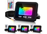 Jopassy 10W Rgb Proiettore Con Telecomando Faretto Led Rgb Faretto Led Rgb Per Esterni IP66 Impermeabile 4 Pezzi