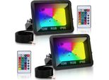 Clanmacy 10W Rgb Proiettore Con Telecomando Faretto Led Rgb Faretto Led Rgb Per Esterni IP66 Impermeabile 2 Pezzi