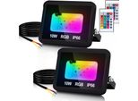 Tolletour Faretto Led Rgb 10W Rgb Proiettore Faretto Led Rgb Per Esterni Faretto Per Esterni Con Telecomando IP66 Impermeabile Per Giardino 2 Pezzi