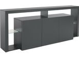 Dmora Credenza Andale 40X200X80H Cm Nero Antracite, Apertura Battente 3 Ante Italy