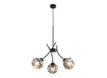 Lampada A Sospensione 130Cm Nera Con 3 Paralumi In Vetro Zulia