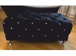 Casa Padrino Panca Barocca Con Pietre Scintillanti Nero/Argento 100 Cm - Mobili Barocchi