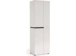 Dmora Armadio Multiuso Grande Linfa 44.6X190H Cm Bianco Bianco Lucido, Apertura Battente 3 Ante Italy
