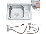 Lavello Da Incasso Lavello Da Cucina 58 Cm Lavello Angolare In Acciaio Inox + Ripiano