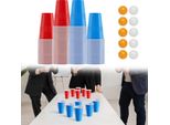 Aopunly Birra Pong Tazza Set Bere Gioco Birra Pong Tazze Bere Giochi Birra Pong Tazze Con 50 Tazze Rosse + 50 Tazze Blu Festa Tazze
