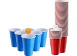 Jayseuw Birra Pong Tazza Set Bere Gioco Birra Pong Tazze Bere Giochi Birra Pong Tazze Con 50 Tazze Rosse + 50 Tazze Blu Festa Tazze